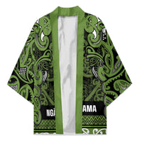 Aotearoa Iwi Ngāti Tama ki Taranaki Trust Kimono Maori Wharenui House Tribal Pattern LT9 Unisex Lime - Polynesian Pride