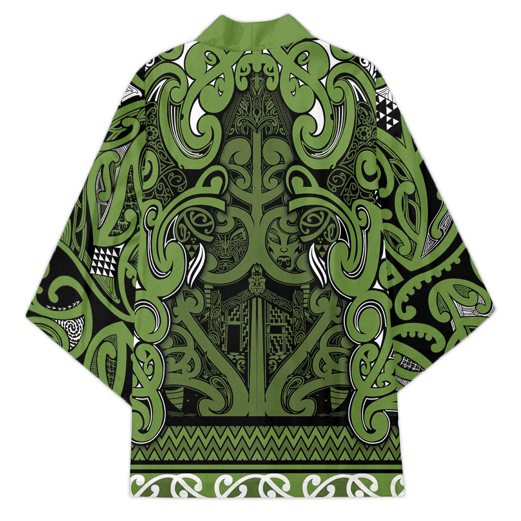 Aotearoa Iwi Ngāti Tama ki Taranaki Trust Kimono Maori Wharenui House Tribal Pattern LT9 - Polynesian Pride