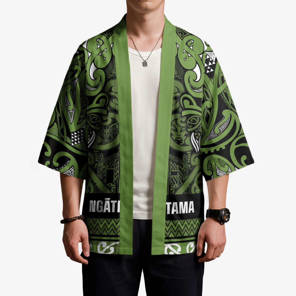 Aotearoa Iwi Ngāti Tama ki Taranaki Trust Kimono Maori Wharenui House Tribal Pattern LT9 - Polynesian Pride