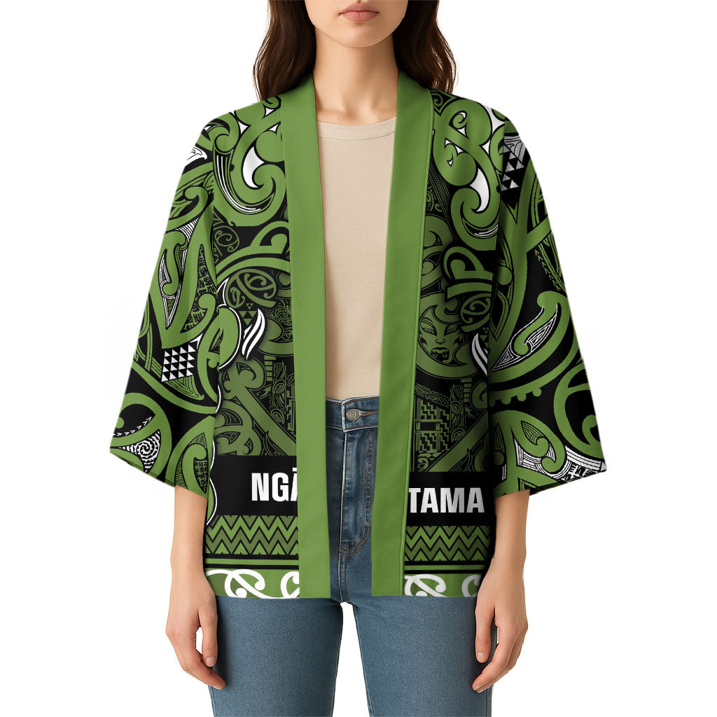 Aotearoa Iwi Ngāti Tama ki Taranaki Trust Kimono Maori Wharenui House Tribal Pattern LT9 - Polynesian Pride