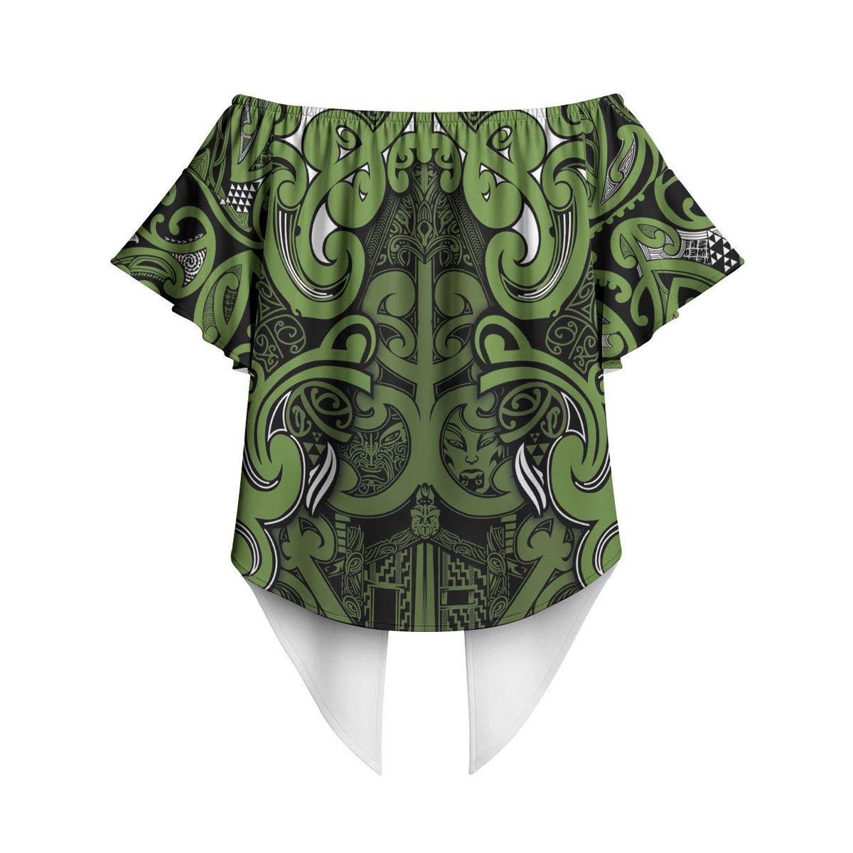 Aotearoa Iwi Ngāti Tama ki Taranaki Trust Off Shoulder Wrap Waist Top Maori Wharenui House Tribal Pattern LT9 - Polynesian Pride