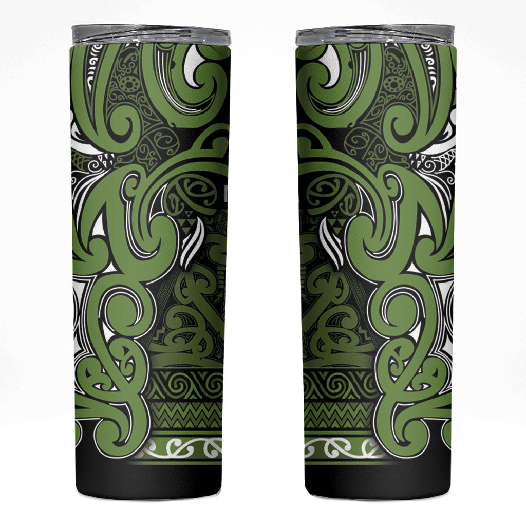 Aotearoa Iwi Ngāti Tama ki Taranaki Trust Skinny Tumbler Maori Wharenui House Tribal Pattern LT9 Lime - Polynesian Pride