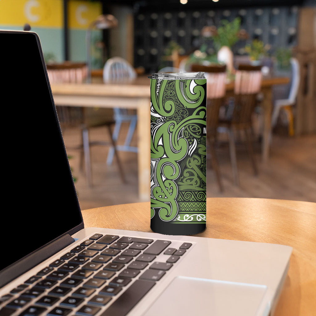 Aotearoa Iwi Ngāti Tama ki Taranaki Trust Skinny Tumbler Maori Wharenui House Tribal Pattern LT9 - Polynesian Pride
