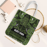 Aotearoa Iwi Ngāti Tama ki Taranaki Trust Tote Bag Maori Wharenui House Tribal Pattern LT9 White Strap One Size Lime - Polynesian Pride