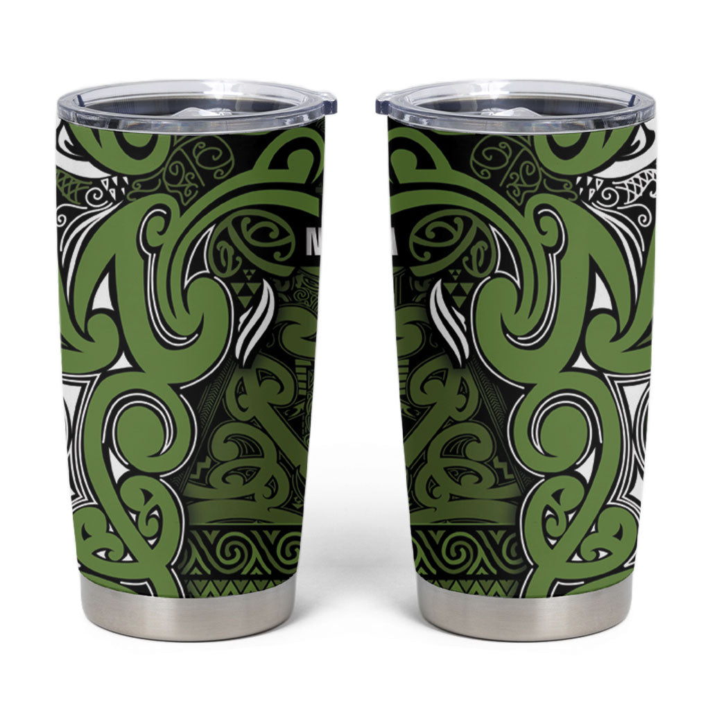 Aotearoa Iwi Ngāti Tama ki Taranaki Trust Tumbler Cup Maori Wharenui House Tribal Pattern LT9 Lime - Polynesian Pride