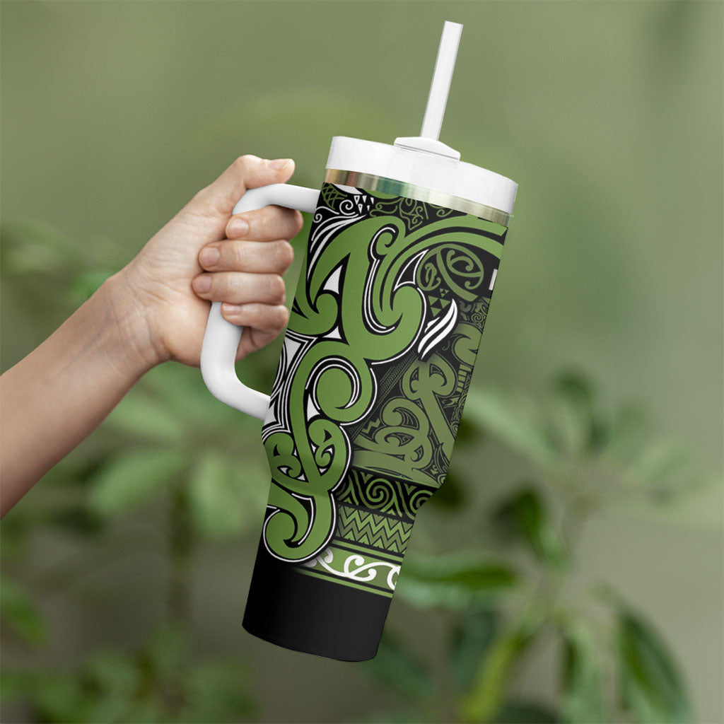 Aotearoa Iwi Ngāti Tama ki Taranaki Trust Tumbler With Handle Maori Wharenui House Tribal Pattern LT9 - Polynesian Pride