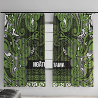 Aotearoa Iwi Ngāti Tama ki Taranaki Trust Window Curtain Maori Wharenui House Tribal Pattern LT9 With Hooks Lime - Polynesian Pride