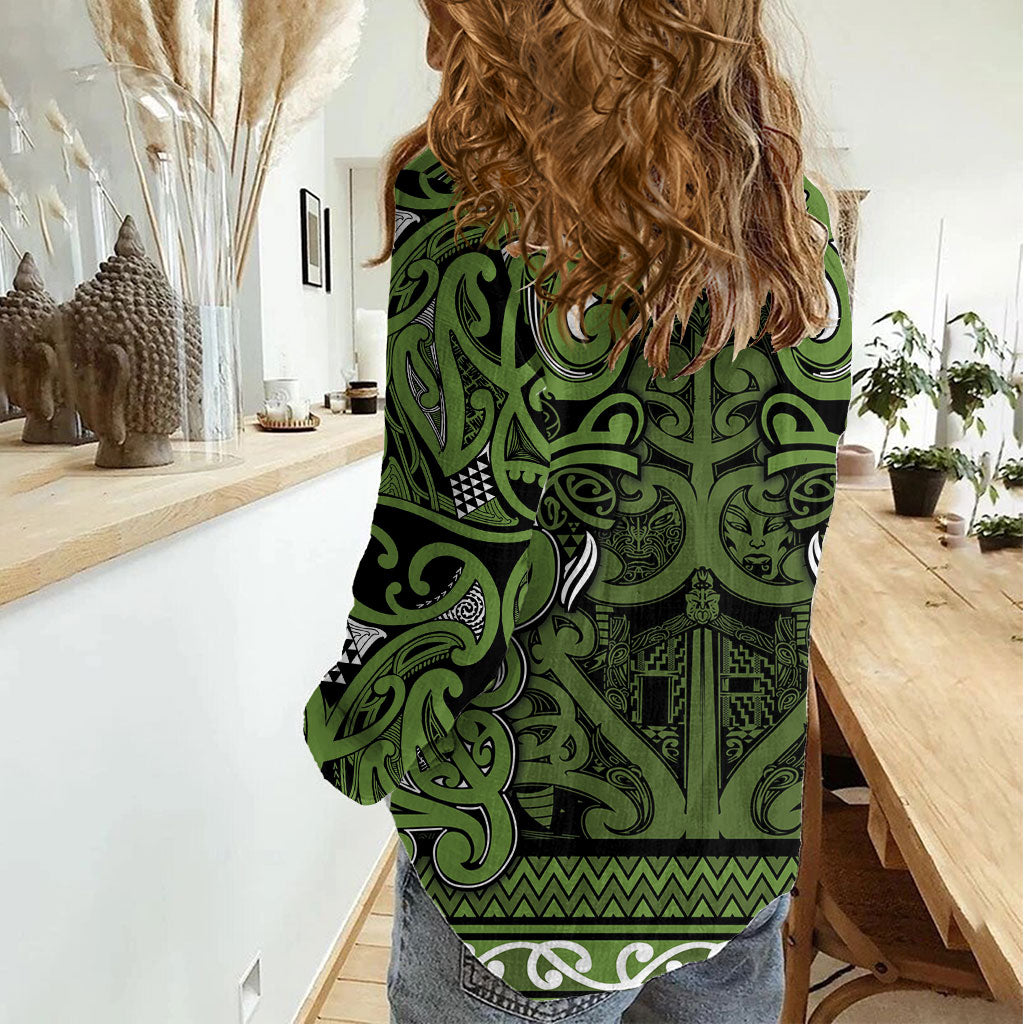 Aotearoa Iwi Ngāti Tama ki Taranaki Trust Women Casual Shirt Maori Wharenui House Tribal Pattern LT9 - Polynesian Pride