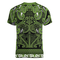 Aotearoa Iwi Ngāti Tama ki Taranaki Trust Women V-Neck T-Shirt Maori Wharenui House Tribal Pattern LT9 - Polynesian Pride