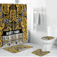 Aotearoa Iwi Ngāti Tama ki Te Waipounamu Trust Bathroom Set Maori Wharenui House Tribal Pattern LT9 Bathroom Set (4 pcs) Gold - Polynesian Pride