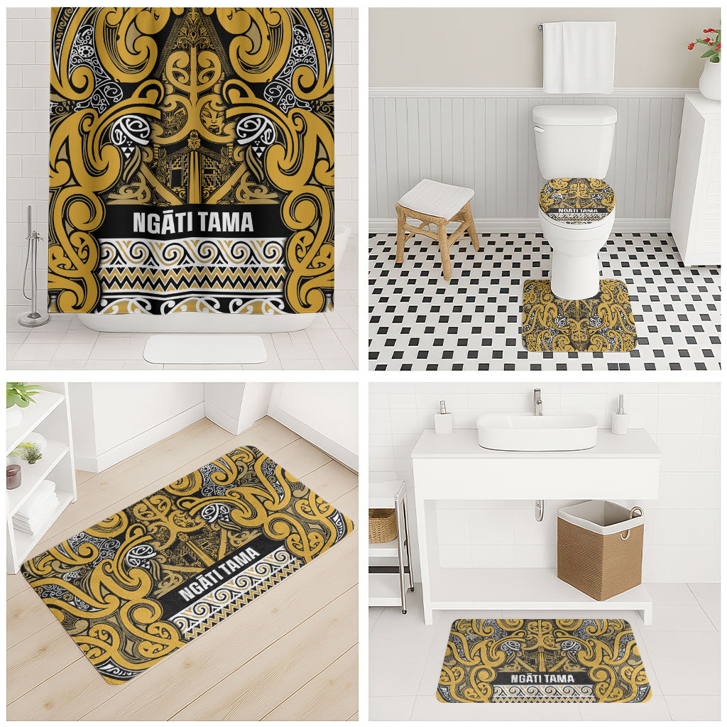Aotearoa Iwi Ngāti Tama ki Te Waipounamu Trust Bathroom Set Maori Wharenui House Tribal Pattern LT9 - Polynesian Pride