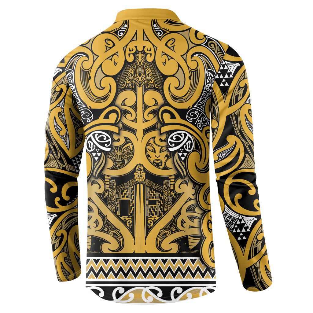 Aotearoa Iwi Ngāti Tama ki Te Waipounamu Trust Button Sweatshirt Maori Wharenui House Tribal Pattern LT9 - Polynesian Pride