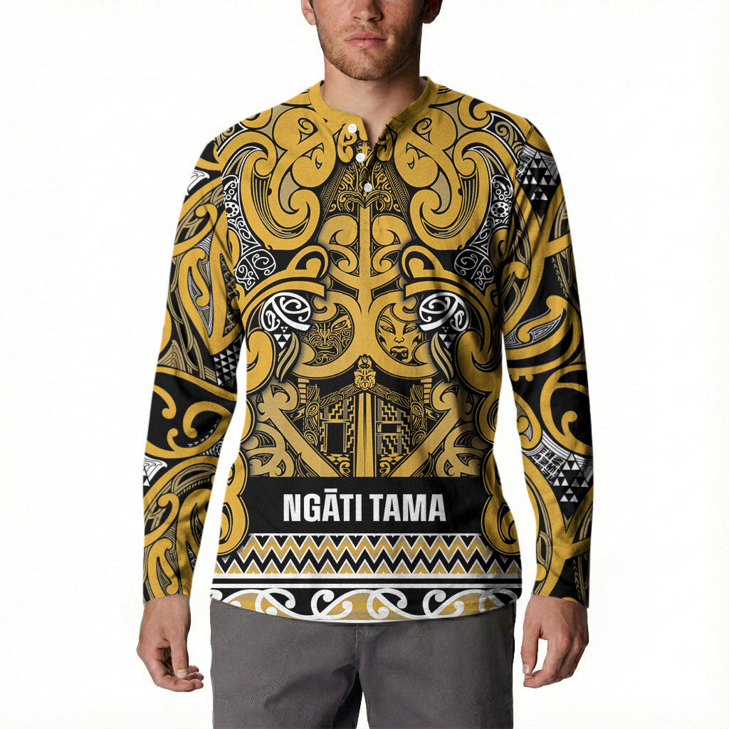 Aotearoa Iwi Ngāti Tama ki Te Waipounamu Trust Button Sweatshirt Maori Wharenui House Tribal Pattern LT9 - Polynesian Pride