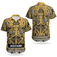 Aotearoa Iwi Ngāti Tama ki Te Waipounamu Trust Couples Matching Short Sleeve Bodycon Dress and Hawaiian Shirt Maori Wharenui House Tribal Pattern LT9 - Polynesian Pride