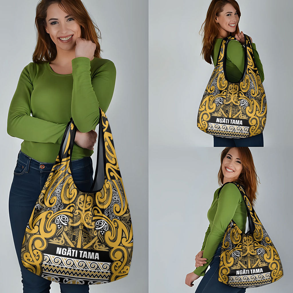 Aotearoa Iwi Ngāti Tama ki Te Waipounamu Trust Grocery Bag Maori Wharenui House Tribal Pattern LT9 - Polynesian Pride