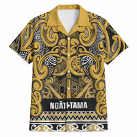 Aotearoa Iwi Ngāti Tama ki Te Waipounamu Trust Hawaiian Shirt Maori Wharenui House Tribal Pattern LT9 Gold - Polynesian Pride