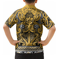 Aotearoa Iwi Ngāti Tama ki Te Waipounamu Trust Kid Hawaiian Shirt Maori Wharenui House Tribal Pattern LT9 - Polynesian Pride