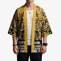 Aotearoa Iwi Ngāti Tama ki Te Waipounamu Trust Kimono Maori Wharenui House Tribal Pattern LT9 - Polynesian Pride