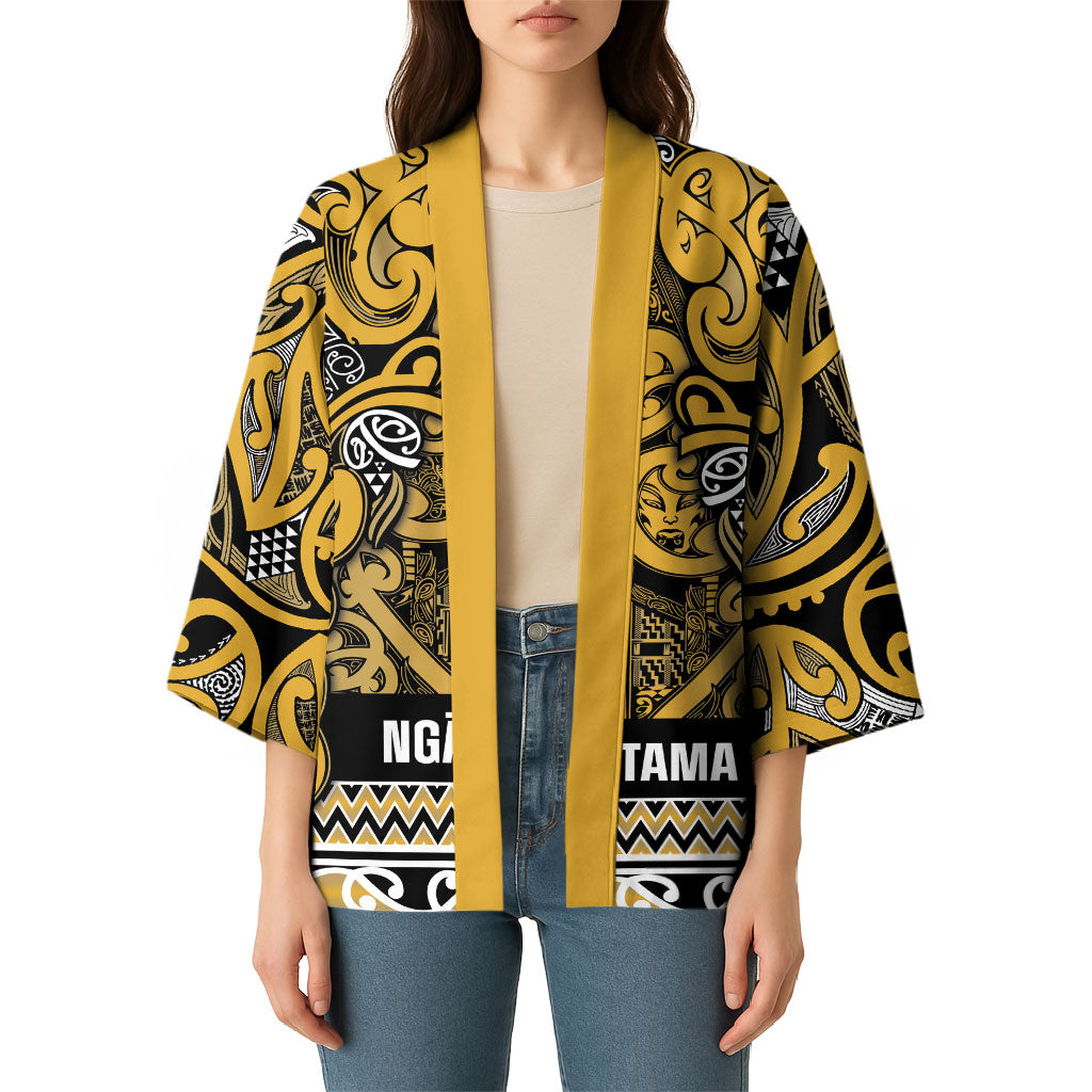 Aotearoa Iwi Ngāti Tama ki Te Waipounamu Trust Kimono Maori Wharenui House Tribal Pattern LT9 - Polynesian Pride