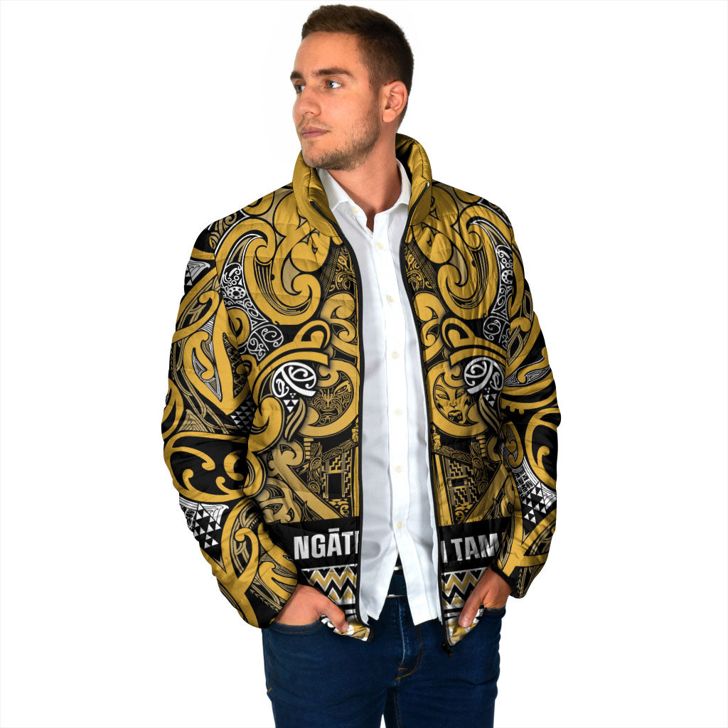 Aotearoa Iwi Ngāti Tama ki Te Waipounamu Trust Padded Jacket Maori Wharenui House Tribal Pattern LT9 - Polynesian Pride