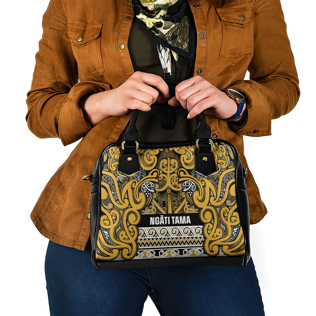 Aotearoa Iwi Ngāti Tama ki Te Waipounamu Trust Shoulder Handbag Maori Wharenui House Tribal Pattern LT9 - Polynesian Pride
