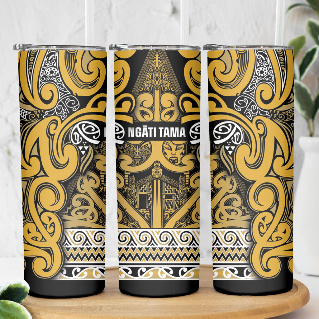 Aotearoa Iwi Ngāti Tama ki Te Waipounamu Trust Skinny Tumbler Maori Wharenui House Tribal Pattern LT9 - Polynesian Pride