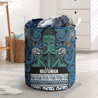 Aotearoa Iwi Ngati Mutunga Laundry Basket Maori Wharenui House Tribal Pattern LT9 Ocean Blue - Polynesian Pride