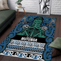 Aotearoa Iwi Ngati Mutunga Area Rug Maori Wharenui House Tribal Pattern LT9 Ocean Blue - Polynesian Pride