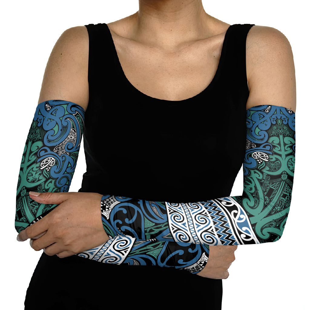 Aotearoa Iwi Ngati Mutunga Arm Sleeves Maori Wharenui House Tribal Pattern LT9 - Polynesian Pride