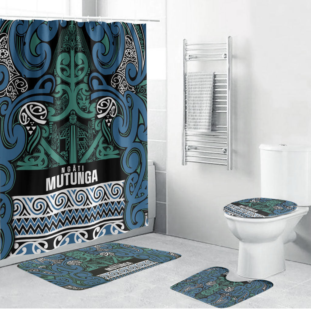 Aotearoa Iwi Ngati Mutunga Bathroom Set Maori Wharenui House Tribal Pattern LT9 Bathroom Set (4 pcs) Ocean Blue - Polynesian Pride