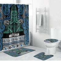 Aotearoa Iwi Ngati Mutunga Bathroom Set Maori Wharenui House Tribal Pattern LT9 Bathroom Set (4 pcs) Ocean Blue - Polynesian Pride