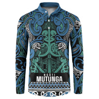 Aotearoa Iwi Ngati Mutunga Button Sweatshirt Maori Wharenui House Tribal Pattern LT9 Ocean Blue - Polynesian Pride
