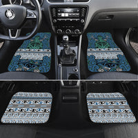 Aotearoa Iwi Ngati Mutunga Car Mats Maori Wharenui House Tribal Pattern LT9 Set 4pcs Ocean Blue - Polynesian Pride