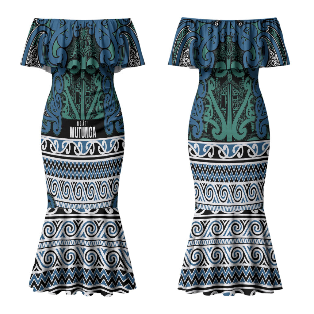 Aotearoa Iwi Ngati Mutunga Couples Matching Mermaid Dress and Hawaiian Shirt Maori Wharenui House Tribal Pattern LT9 - Polynesian Pride