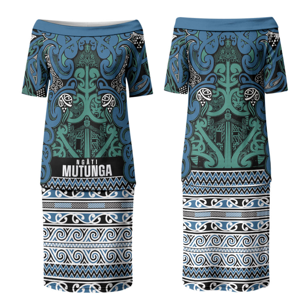 Aotearoa Iwi Ngati Mutunga Couples Matching Puletasi and Hawaiian Shirt Maori Wharenui House Tribal Pattern LT9 - Polynesian Pride