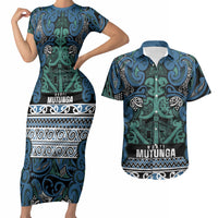 Aotearoa Iwi Ngati Mutunga Couples Matching Short Sleeve Bodycon Dress and Hawaiian Shirt Maori Wharenui House Tribal Pattern LT9 Ocean Blue - Polynesian Pride