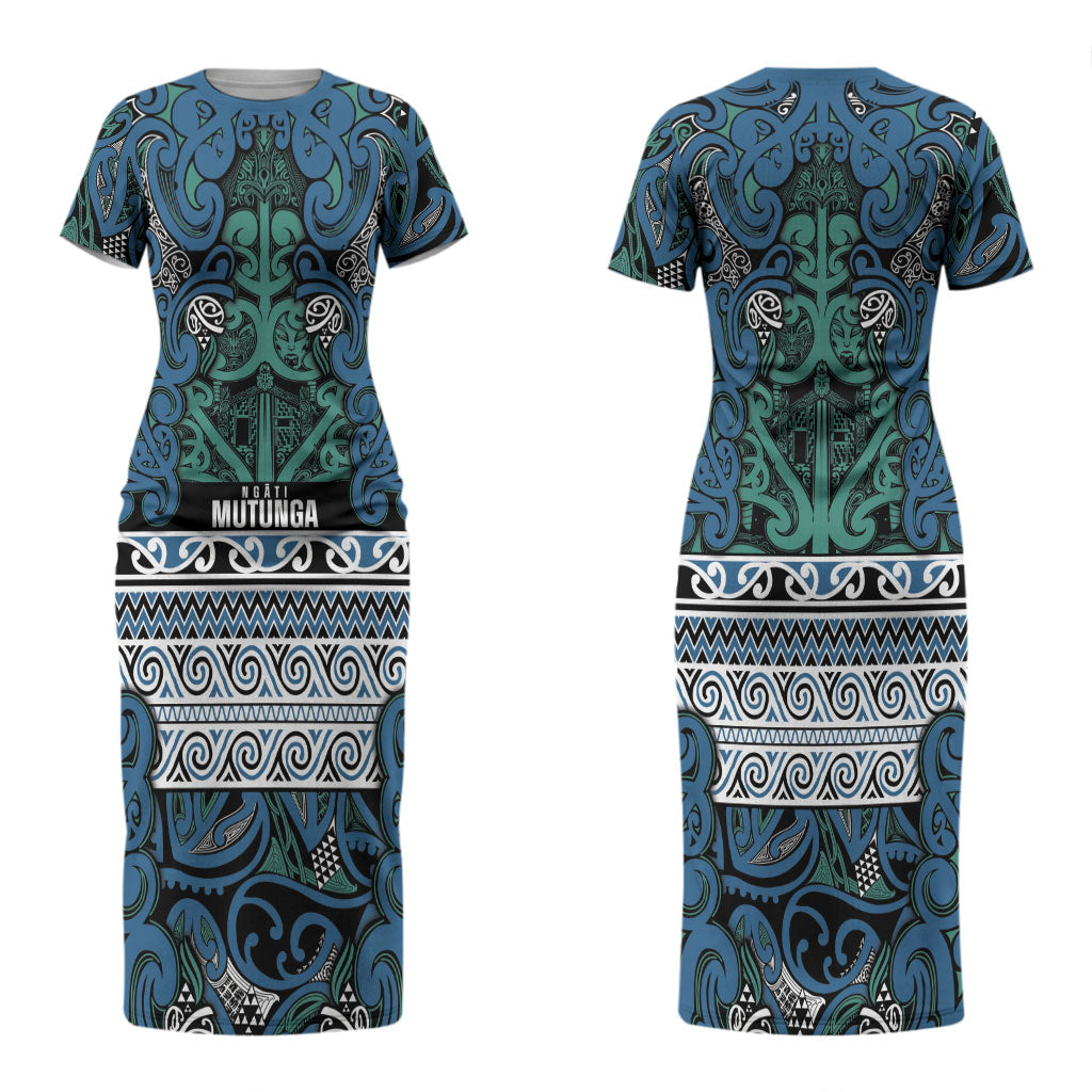 Aotearoa Iwi Ngati Mutunga Couples Matching Short Sleeve Bodycon Dress and Hawaiian Shirt Maori Wharenui House Tribal Pattern LT9 - Polynesian Pride