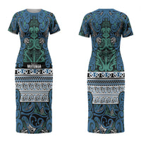 Aotearoa Iwi Ngati Mutunga Couples Matching Short Sleeve Bodycon Dress and Hawaiian Shirt Maori Wharenui House Tribal Pattern LT9 - Polynesian Pride