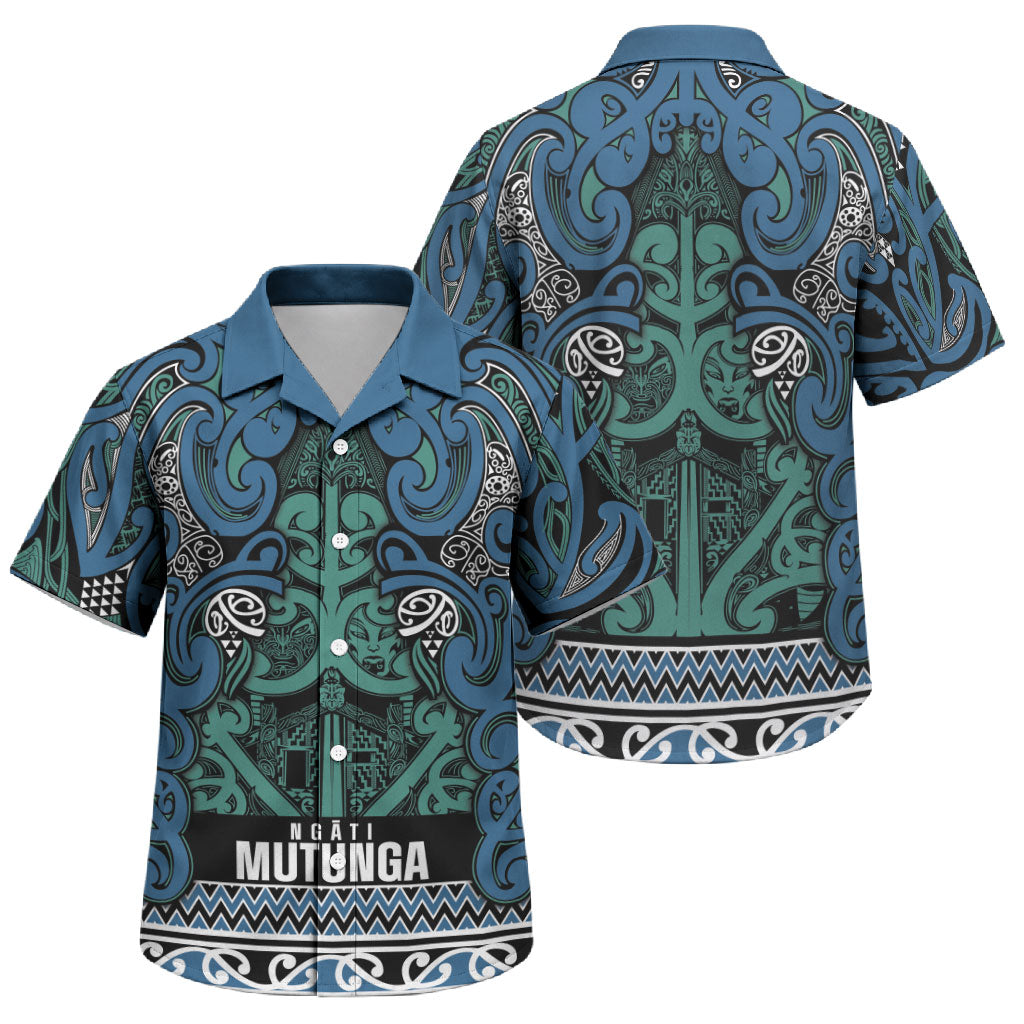 Aotearoa Iwi Ngati Mutunga Family Matching Short Sleeve Bodycon Dress and Hawaiian Shirt Maori Wharenui House Tribal Pattern LT9 Son's Shirt Ocean Blue - Polynesian Pride