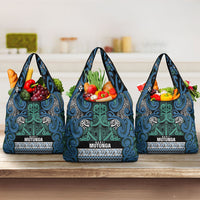 Aotearoa Iwi Ngati Mutunga Grocery Bag Maori Wharenui House Tribal Pattern LT9 3-pack One Size Ocean Blue - Polynesian Pride