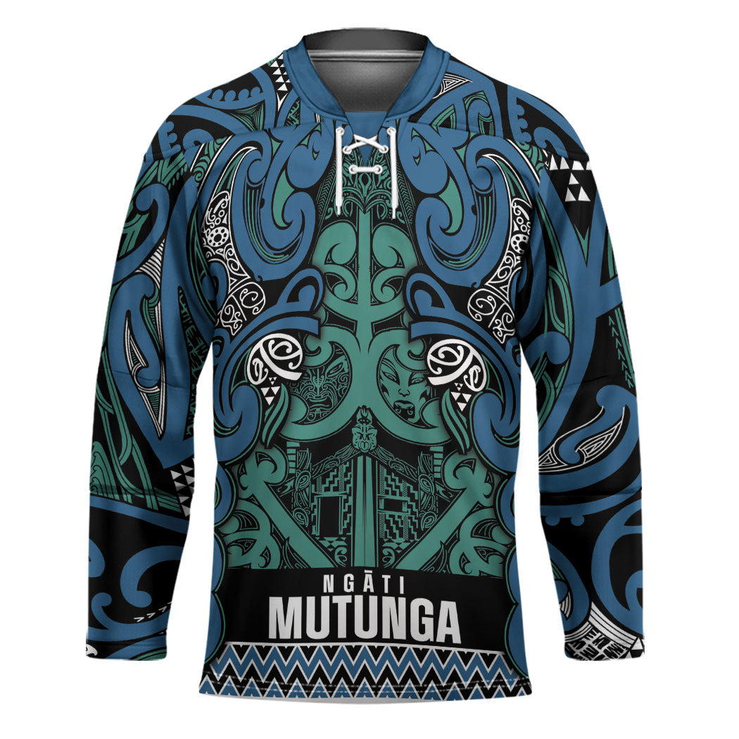 Aotearoa Iwi Ngati Mutunga Hockey Jersey Maori Wharenui House Tribal Pattern LT9 Unisex Ocean Blue - Polynesian Pride