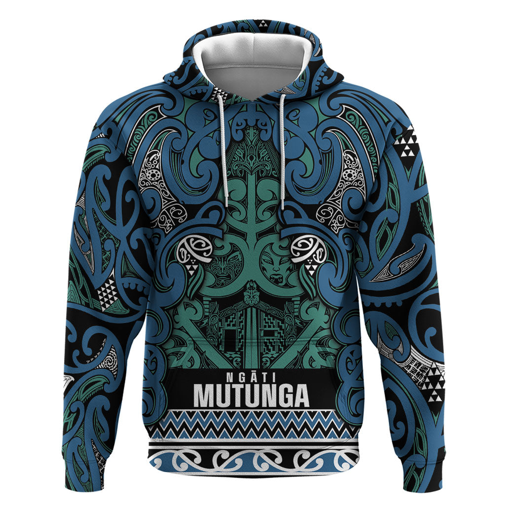 Aotearoa Iwi Ngati Mutunga Hoodie Maori Wharenui House Tribal Pattern LT9 Pullover Hoodie Ocean Blue - Polynesian Pride
