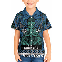Aotearoa Iwi Ngati Mutunga Kid Hawaiian Shirt Maori Wharenui House Tribal Pattern LT9 Kid Ocean Blue - Polynesian Pride