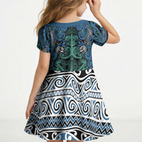 Aotearoa Iwi Ngati Mutunga Kid Short Sleeve Dress Maori Wharenui House Tribal Pattern LT9 - Polynesian Pride