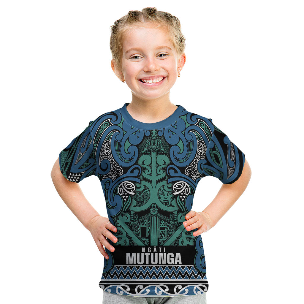 Aotearoa Iwi Ngati Mutunga Kid T Shirt Maori Wharenui House Tribal Pattern LT9 Ocean Blue - Polynesian Pride