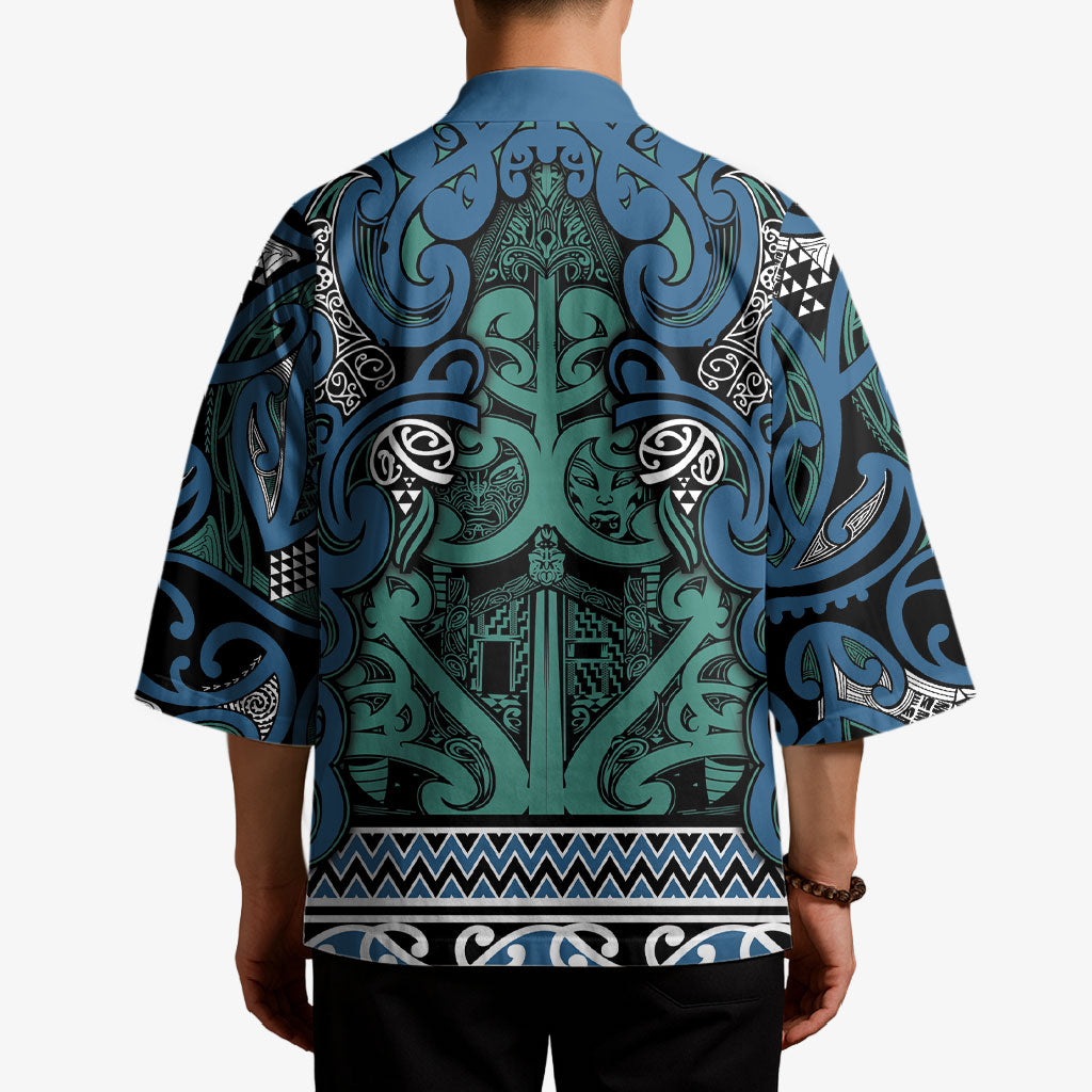 Aotearoa Iwi Ngati Mutunga Kimono Maori Wharenui House Tribal Pattern LT9 - Polynesian Pride