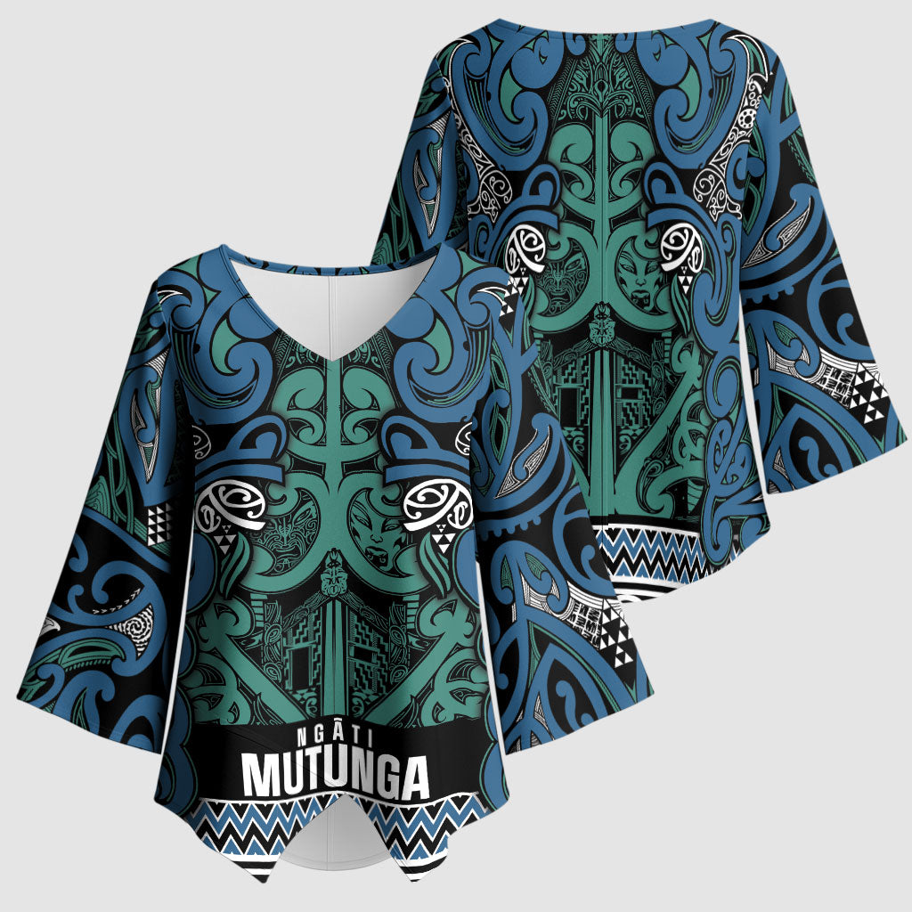Aotearoa Iwi Ngati Mutunga Kimono Sleeve Blouse Maori Wharenui House Tribal Pattern LT9 - Polynesian Pride