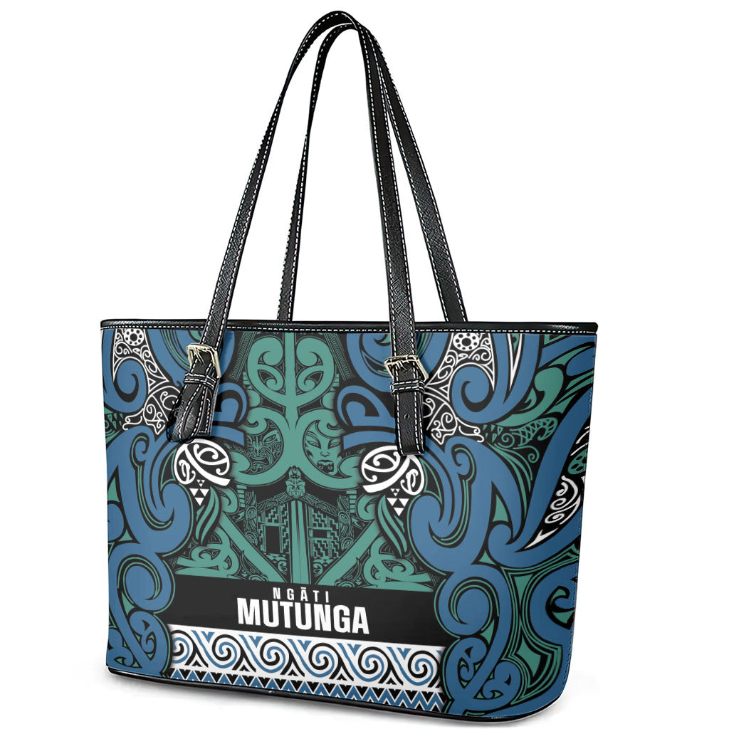 Aotearoa Iwi Ngati Mutunga Leather Tote Bag Maori Wharenui House Tribal Pattern LT9 - Polynesian Pride