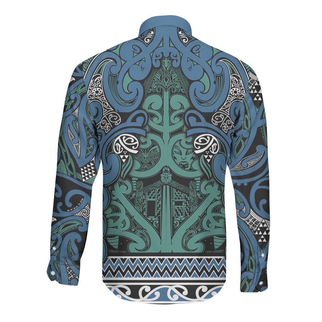 Aotearoa Iwi Ngati Mutunga Long Sleeve Button Shirt Maori Wharenui House Tribal Pattern LT9 - Polynesian Pride