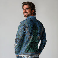 Aotearoa Iwi Ngati Mutunga Long Sleeve Polo Shirt Maori Wharenui House Tribal Pattern LT9 - Polynesian Pride